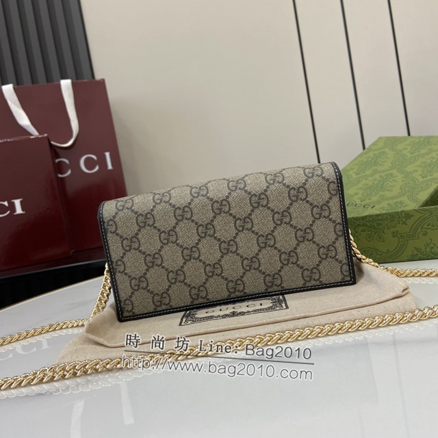 Gucci專櫃古馳最新款GG字母圖案Horsebit 1955系列鏈帶錢包 jh2177型號：621892